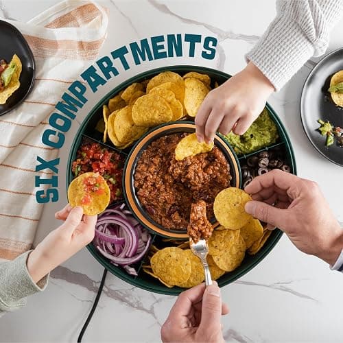 Taco Tuesday Kit - Taco Bar Serving Set for a Party - 30oz Heated Pot, 4 Taco Holders, & Detachable Lazy Susan Tray - Taco Night Fiesta – Unique Couple & Housewarming Gift Set Ideas thumbnail 2