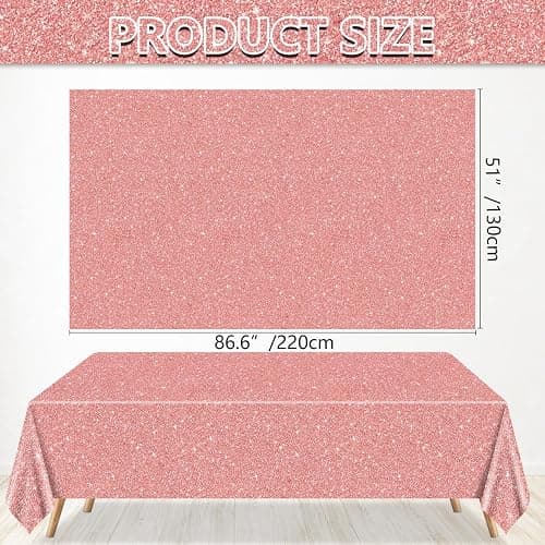 4 Pack Pink Rose Gold Tablecloths, 51x87'' Rose Gold Sequin Printed Plastic Table Cover, Rose Gold Glitter Birthday Background Decorations for Girls Birthday Wedding Graduation Princess Party Supplies thumbnail 3