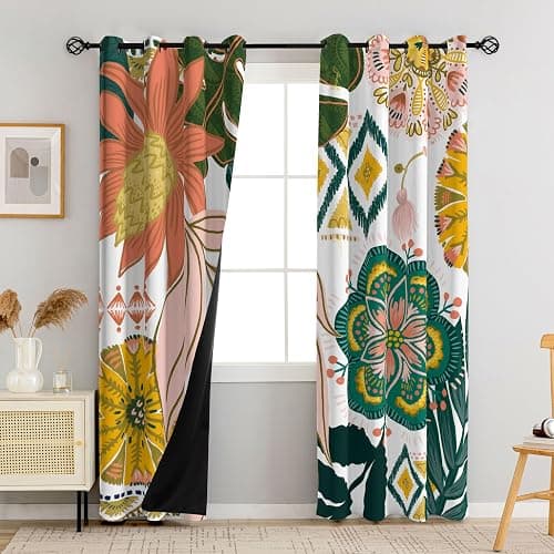 Tyrot Boho Floral Midnight Bloom Set — 100% Blackout Curtain & Coordinating Quilt Bundle thumbnail 2