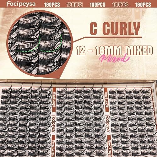 Focipeysa Wispy Lash Clusters Fairy Lashes 12-16mm Eyelashes Clusters Natural Look Lashes Extensions Salon Effect Individual Eyelash Extensions DIY Lash Extension at Home thumbnail 6