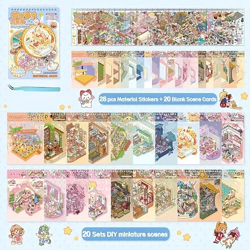 20 Sets DIY 3D House Stickers Scene Collection Book for Children Adults - Magic House, with Tweezers Make Your Own House Stickers Therapy for Adult Relief Stress thumbnail 7