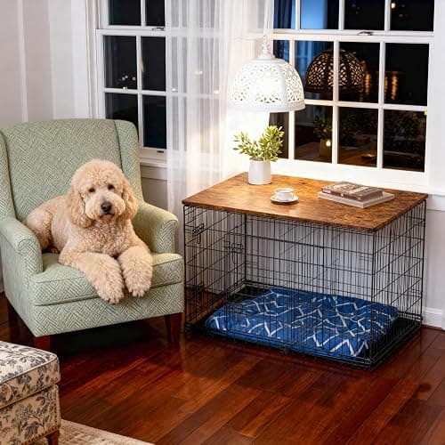 Piskyet Dog Crate Topper Wood Countertop for 48 42 36 30 24 inch Dog Cage, Dog Crate Cover,Dog Kennel Topper(Crate Not Include) (Rustic Brown, for 30 Inch Crate) thumbnail 4