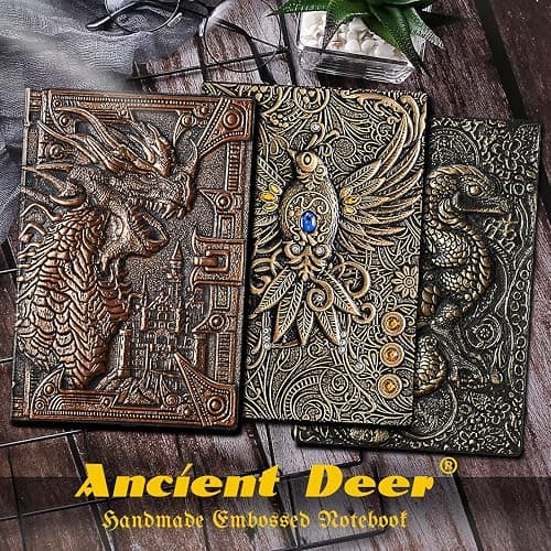 Ancient Deer DND Notebook/Journal, Unique 400 Page Book with 3D Dragons Leather Refillable 6-rings binder and Bookmark for dungeons and dragons D&D dice accessories Role Playing Games,Great DND Gifts thumbnail 6