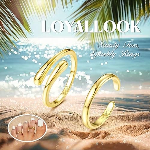 LOYALLOOK 14K Gold Fillled Toe Rings for Women Non Tarnish Waterproof Hug CZ Simple Open Band Toe Rings Adjustable Toe Ring Summer Beach Foot Jewelry thumbnail 5