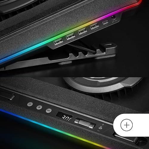Mars Gaming MNBC-Ultra, Base Refrigeradora y Stand, Ventilador 140mm, Tecnología CoolCore Airflow, RGB Chroma, 5 Posiciones, Compatibilidad Portátiles hasta 18”, Soporte Smartphone, 4X USB-A, Negro thumbnail 6