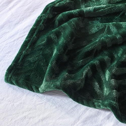 Whale Flotilla Flannel Fleece Bed Blanket Queen Size, Emerald Green | Lightweight Breathable Soft Bedspread, Plush Fluffy Coverlet Chevron Design Decorative Blanket for All Season, 90x90 Inch thumbnail 8