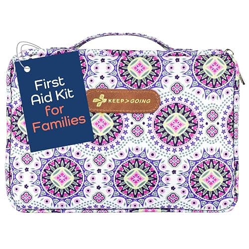 KeepGoing Large Home First Aid Kit for Kids – 270 Pc. for Car, Home, Dorm, & Boat with Latex-Free Bandages – 10 x 7 x 3.5 in. Travel First Aid Kit (Boho) - Image 1