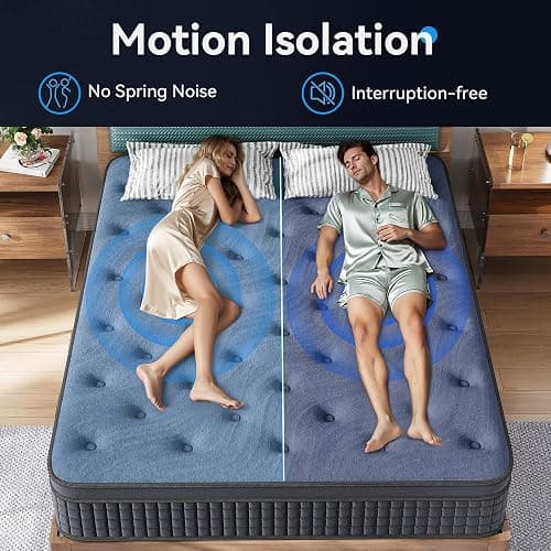 Susalt Queen Mattress, 12 Inch Hybrid Mattress in a Box, Gel Memory Foam, Medium Firm, Edge Support, Motion Isolation, Pressure Relief, Zoned Support Spring, CertiPUR-US Certified, Black & Gray thumbnail 7