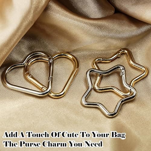 Keychain Rings Heart Star Carabiner - 4pcs Gold & Silver Keyrings Clips Bulk for Crafts Bag Charms thumbnail 5