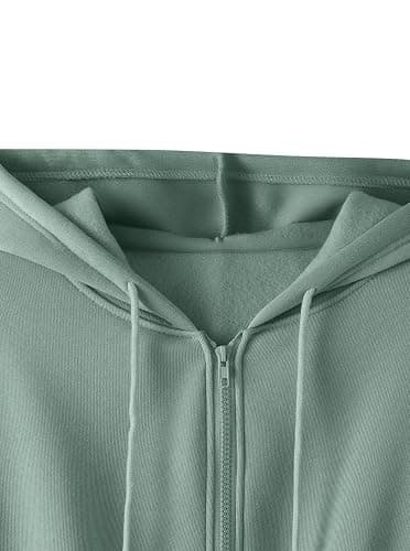 Remidoo Women's Zip Up Cropped Hoodie Crop Top Sweatshirt Drawstring Long Sleeve Jacket thumbnail 4