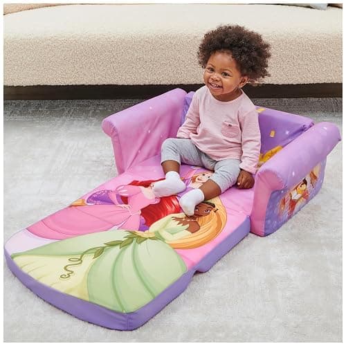 Marshmallow Furniture, Children's 2-in-1 Flip Open Foam Compressed Sofa, Disney Princesses thumbnail 2