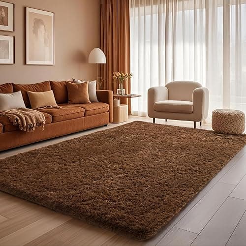 Ophanie Brown Rugs for Bedroom Living Room, Fluffy Fuzzy Furry Carpet, Plush Soft Shaggy Bedside Indoor Floor 4x6 Area Rug for Kids Girls Boys Baby Teen Dorm Nursery Home Decor Aesthetic thumbnail 3