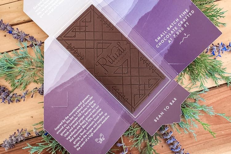 Ritual Dark Chocolate Bar, Juniper Lavender Chocolate 70% Cacao, Notes of Lavendar, Juniper, Pine, Citrus & Floral, 2.12 oz thumbnail 8
