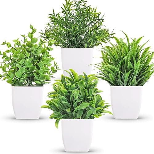 Der Rose 4 Pack Mini Faux Plants Small Plants for Home Shelf Decor | Beautiful vibrant color，suitable for desks shelves windowsills bathrooms offices decor, lightweight and easy to place - Image 1