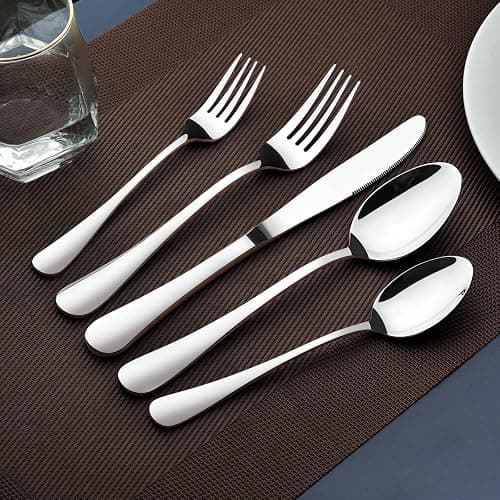 Silverware Set for 8, 40 Piece Heavy Duty Stainless Steel Flatware Utensils Cutlery Set Including Steak Knife Fork and Spoon, Dishwasher Safe, Gift Package for Wedding Housewarming thumbnail 5