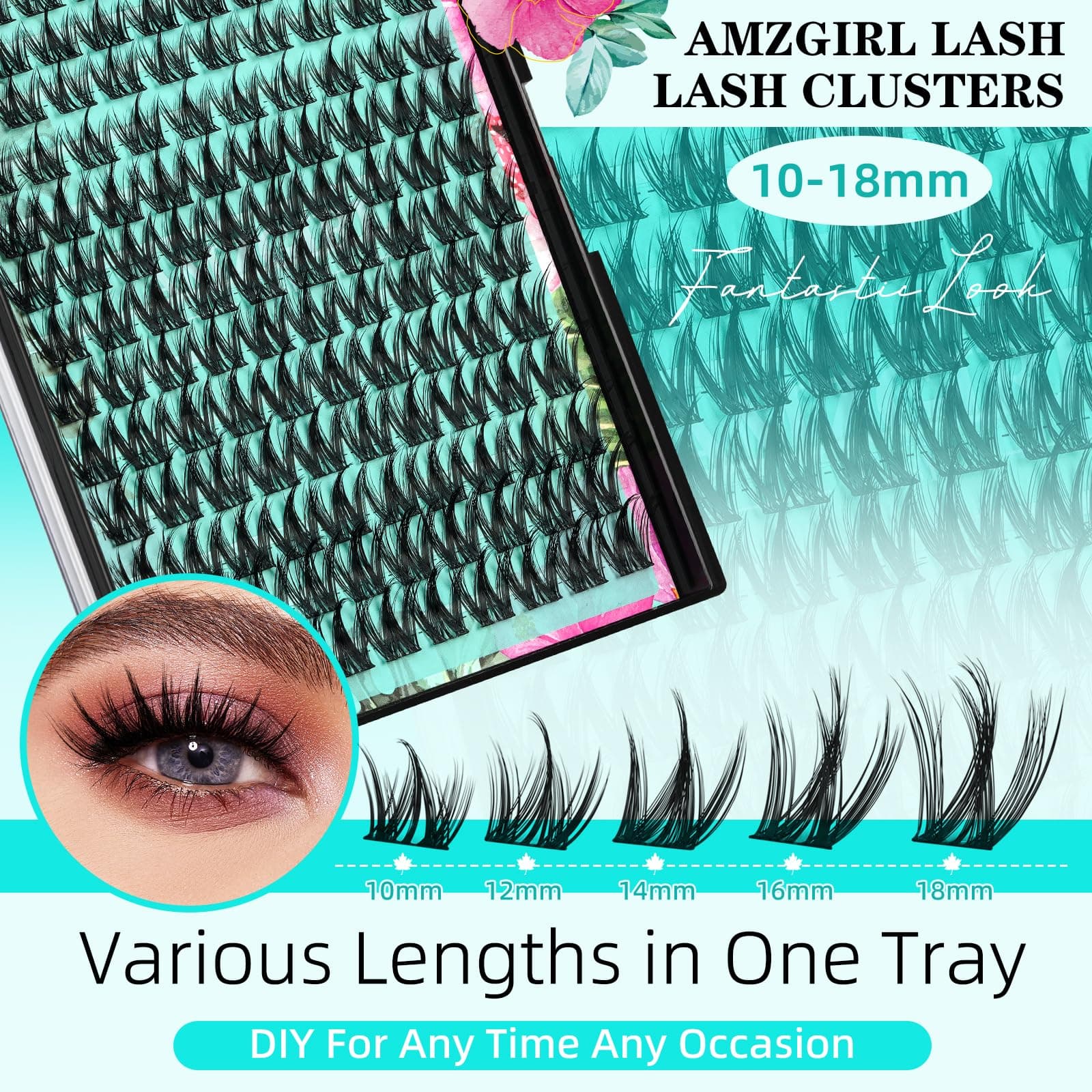 Lash Clusters Kit 140pcs Lash Extension Kit Manga Cluster Lashes Natural Look with Bond and Seal Waterproof,Tweezer with Wet Look Ultra-Thin Band Lashes(Puppy,C-10-18mm) thumbnail 3