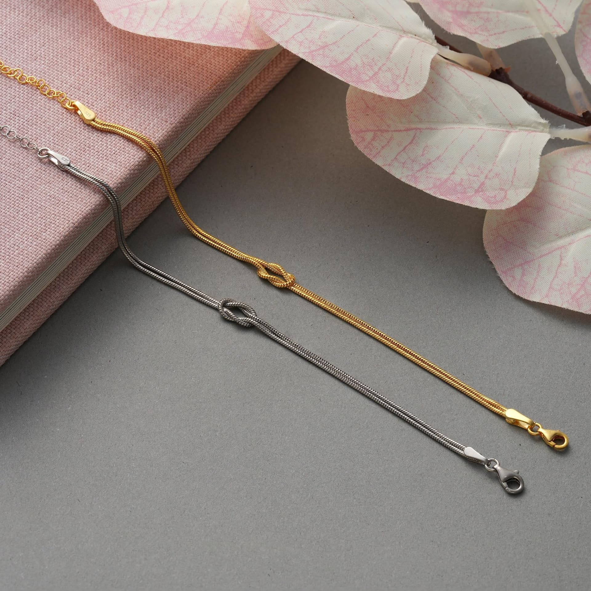 Matching Bracelets for Couples，Dainty Gold Love Knot Bracelet 14K Gold Plated Herringbone Chain Bracelet Relationship Jewelry Gifts for Best Friend thumbnail 6