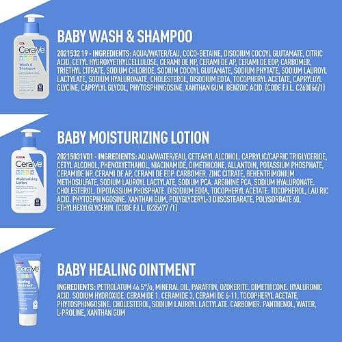 CeraVe Baby Bath Set, 8oz Wash & Shampoo + 8oz Moisturizing Lotion + 3oz Healing Ointment, Fragrance, Parabens, Phthalates, & Tear Free Baby Bath Essentials thumbnail 7