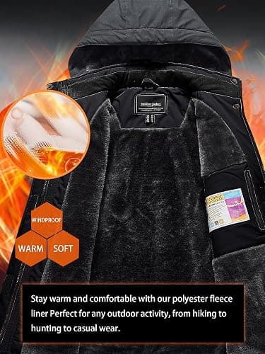 TACVASEN Women's Winter Jacket Waterproof Ski Jackets Snow Coat Warm Fleece Rain Jacket with Hood Windbreaker thumbnail 5