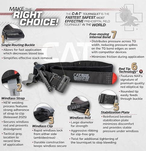 North American Rescue C-A-T Combat Application Tourniquet (Black) NAR Genuine Gen 7 CAT Gray Time-Stamped Military Issued (30-0001) thumbnail 7