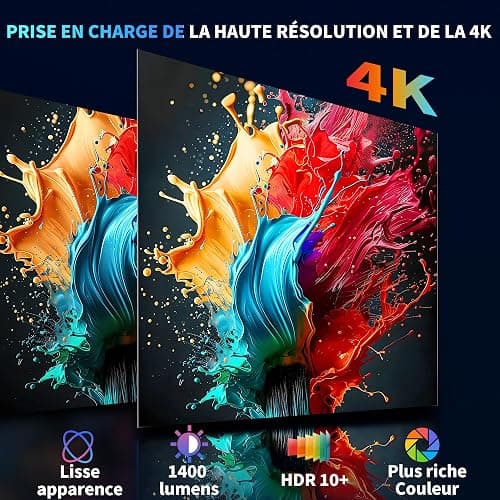 [Apps intégrées & 2026 Upgraded] Mini Vidéoprojecteur Supporte 4K 1080P avec 5G WiFi 6 Et BT 5.4 Le Projecteur Soutien Rotation 180° Portable Projecteur Video Applicable Laptop/HDMI/TV Stick,Negro thumbnail 4