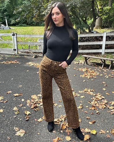 luvamia Wide Leg Jeans Woman Trendy High Waisted Leopard Cheetah Print Ankle Length Stretchy Denim Pants with Pockets thumbnail 6