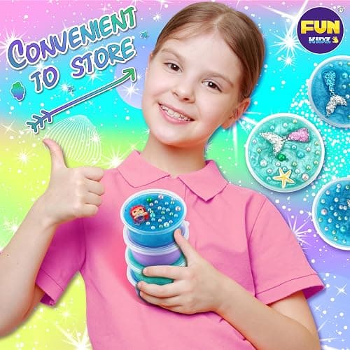 Summer Gift Mermaid Slime Kit for Girls, FunKidz Shimmer Slime Making Kit for Kids Age 8-12 DIY Soft Glitter Glossy Metallic Slime Toy thumbnail 7