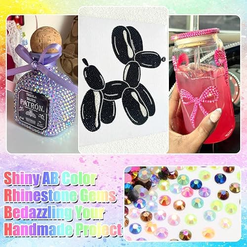 RODAKY Resin Rhinestone for Bedazzling Colorful Flatback Crystals AB Color 3mm Gems Kit with 2PCS 10ml B7000 Glue Tweezer Diamond Making Kit for DIY Craft Clothing Shoes Nail Decor thumbnail 3