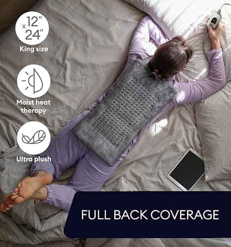 GENIANI Electric Throw - XL Electric Heating Pad for Back Pain & Cramps Relief, Birthday for Women Men Auto Shut Off, Machine Washable, Heat Pad for Neck & Shoulder, 12×24", Tabby Gray thumbnail 5