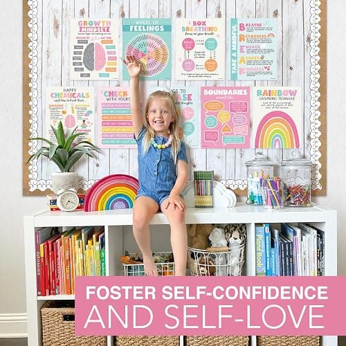 Hadley Designs 9 Mental Health Posters for Classroom - School Counselor Office Must Haves, Mental Health Therapy Office Decor, Growth Mindset Posters, Wheel of Feelings Chart, Pastel Classroom Decor thumbnail 3