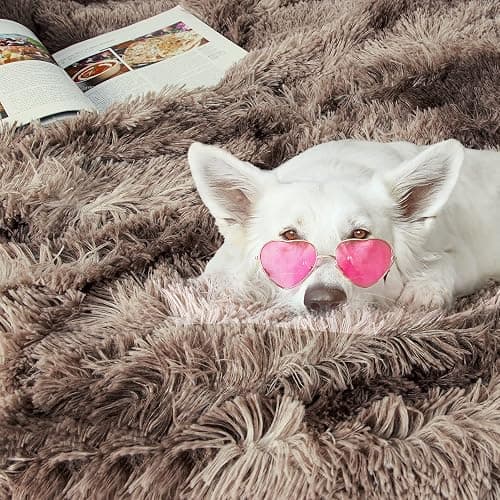 Tuddrom Decorative Extra Soft Faux Fur Blanket Queen Size 80" x 90", Solid Reversible Fuzzy Long Hair Shaggy, Fluffy Plush Fleece Comfy Microfiber Fur for Couch, Sofa, Bed, Tie Dye Brown thumbnail 6