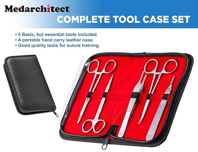 Medarchitect Suture Practice Complete Kit (30 Pieces) for Medical Student Suture Training, Include Upgrade Suture Pad with 14 Pre-Cut Wounds, Suture Tools, Suture Thread & Needle thumbnail 3