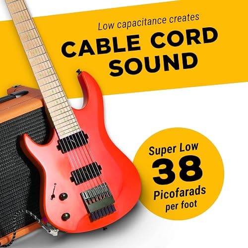 GLS Audio Instrument Cable - Amp Cord for Bass & Electric Guitar - Straight to Right Angle 1/4 Inch Instrument Cable - Black/Grey Braided Tweed, 6 Ft thumbnail 5