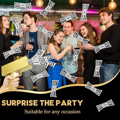 Alagoo Super Money Guns Paper Playing Spary Money Gun Make it Rain Toy Gun, Handheld Cash Gun Fake Bill Dispenser Money Shooter Toy(Metallic Gold) thumbnail 5