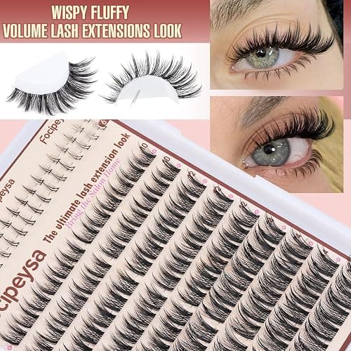 Focipeysa Wispy Lash Clusters Kit Spikes Eyelash Clusters Kit Manga Eyelash Extensions Kit with Bottom Lashes Individual Lashes Extensions Kit with Lash Bond and Seal Lash Tweezers thumbnail 7