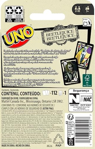 Mattel Games UNO Beetlejuice Beetlejuice Card Game for Kids, Adults & Family with Deck & Special Rule Inspired by The Movie thumbnail 6