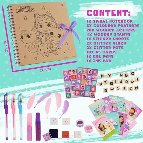 Gabby's Dollhouse Scrapbook Kit for Kids Art Supplies Craft Set Scrapbook Accessories Stickers Stamps Gel Pens Gifts for Girls thumbnail 6