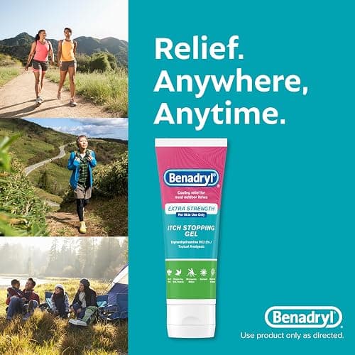 Benadryl Extra Strength Anti Itch Relief Gel, 2% Diphenhydramine HCl, Relief from Insect Bites, Sunburn & More, Great for Camping Essentials, 3.5 fl oz thumbnail 8