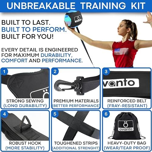 OVANTO Volleyball Training Equipment Aid – Adjustable Practice Hitting Rebounder in 4 Styles to Serve, Spike, Set, and Pass Like a Pro - Volleyball Practice Equipment Gift for Beginners & Experts thumbnail 6