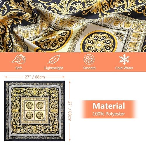27.5" Silk Scarf of Women's Fashion Head Scarf Square Neck Satin Scarfs for Bag Hair Scarves Gift thumbnail 6
