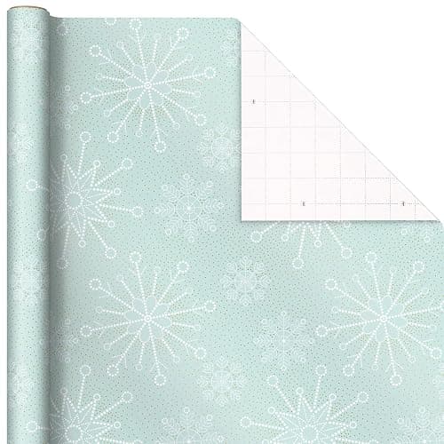 Hallmark Pink Christmas Wrapping Paper with Cut Lines on Reverse (3 Rolls: 120 sq. ft. ttl) Pink, Mint, Gold, Reindeer, Christmas Trees, Snowflakes thumbnail 5