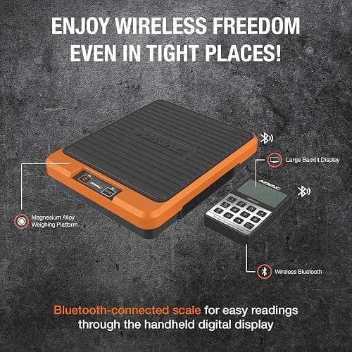 NAVAC NRS2i01 Wireless Refrigerant Scale | Bluetooth Handheld Display | 220 lbs Capacity | Lightweight Magnesium Alloy Weighing Pan | Precise Measurements | 1 Year Warranty thumbnail 3