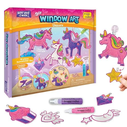 Imagimake Window Art Unicorn | Stained Glass Kit | Unicorn Girls Toys Age 6-8 | Art and Crafts for Girls 8-12 | DIY Suncatcher Kit for 5,6,7,8,9,10,11,12 Year Old Kids | Christmas Gift Ideas for Kids - Image 1