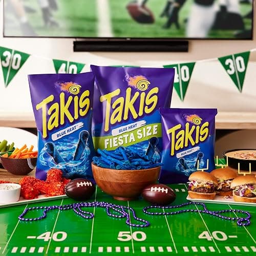 Takis Blue Heat 17 oz Fiesta Size Bag, Hot Chili Pepper Flavored Extreme Spicy Rolled Tortilla Chips thumbnail 4