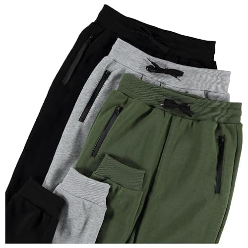 PURE CHAMP 3Pk Boys Sweatpants Fleece Athletic Workout Kids Clothes Boys Joggers with Zipper Pocket and Drawstring Size 4-20 thumbnail 3
