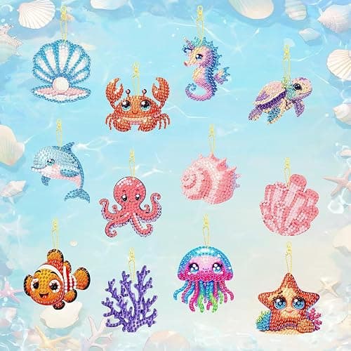12 PCS Diamond Art Keychain Kits, DIY Diamond Painting Crafts, Beginner Art Kit, Arts & Crafts Gift - Image 1