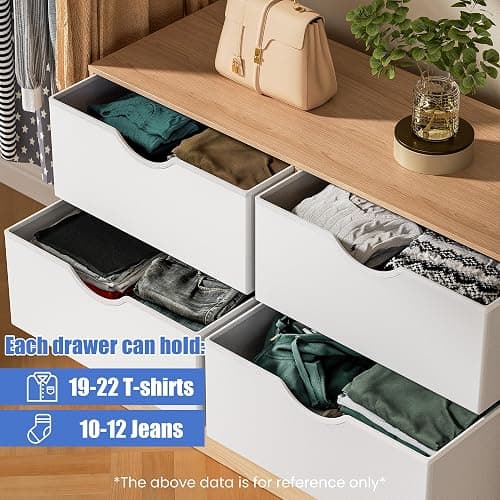 Housoul 6 Drawers Dresser for Bedroom with 6 Fabric PU Drawer, Black Dresser with Large Organizer, Closet Chest of 6 Drawers for Closet, Living Room, Hallway, Oak thumbnail 3