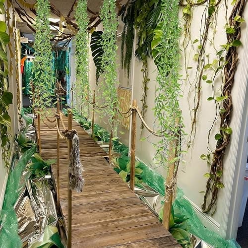 Bucherry 23 Pcs Artificial Hanging Vines, Jungle Party Decorations | Willow Greenery for Tropical Fairy Theme, Woodland Rainforest Wall, Enchanted Indoor Outdoor Jungle Party DIY Decorations thumbnail 6