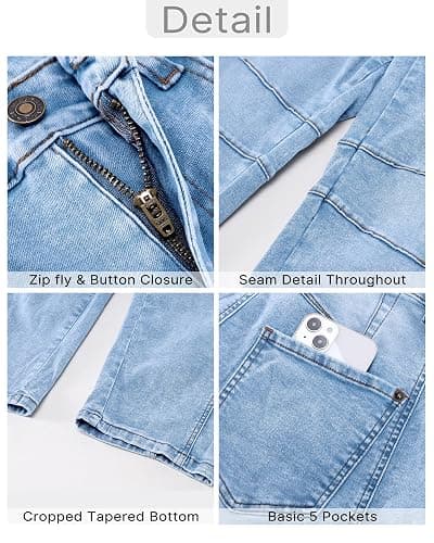 GRAPENT Barrel Jeans for Women Trendy High Waisted Wide Leg Baggy Cropped Relax Fit Stretch Denim Trouser Ankle Pants thumbnail 6
