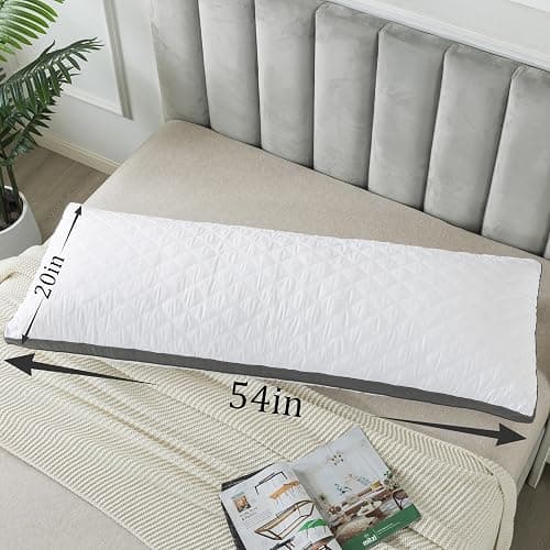WhatsBedding Memory Foam Body Pillow with Removable Pillowcase-Fluffy Body Pillows for Adults -Large Long Bed Pillows for Sleeping - 20x54 inch, White thumbnail 2